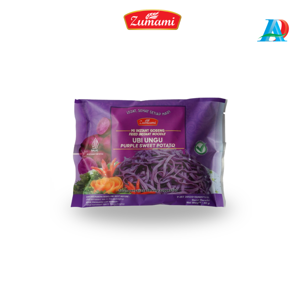 ZUMAMI MIE SAYUR UBI UNGU 80 GRAM SINGLE BUMBU GEPENG