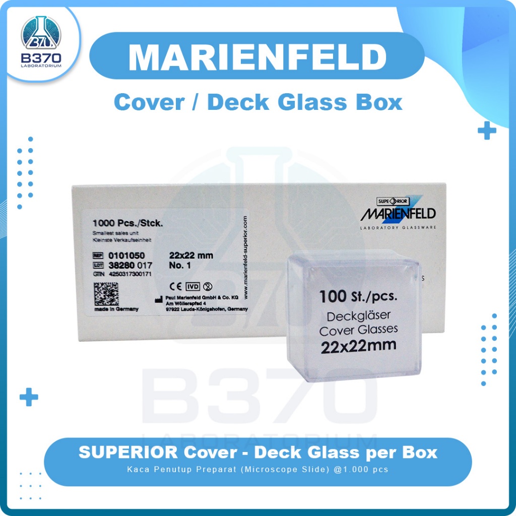 SUPERIOR Cover Deck Glass / Kaca Penutup Preparat 18x18, 20x20, 22x22, 24x24, 24x40, 24x60 Per Box (