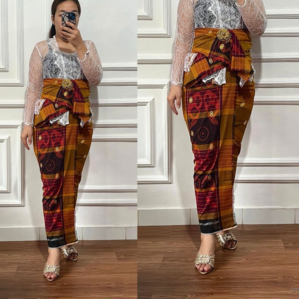 Kamen lembaran endek dobol tretes emas set selendang motif terbaru super mewah / ENDEK ORI / BEST SE