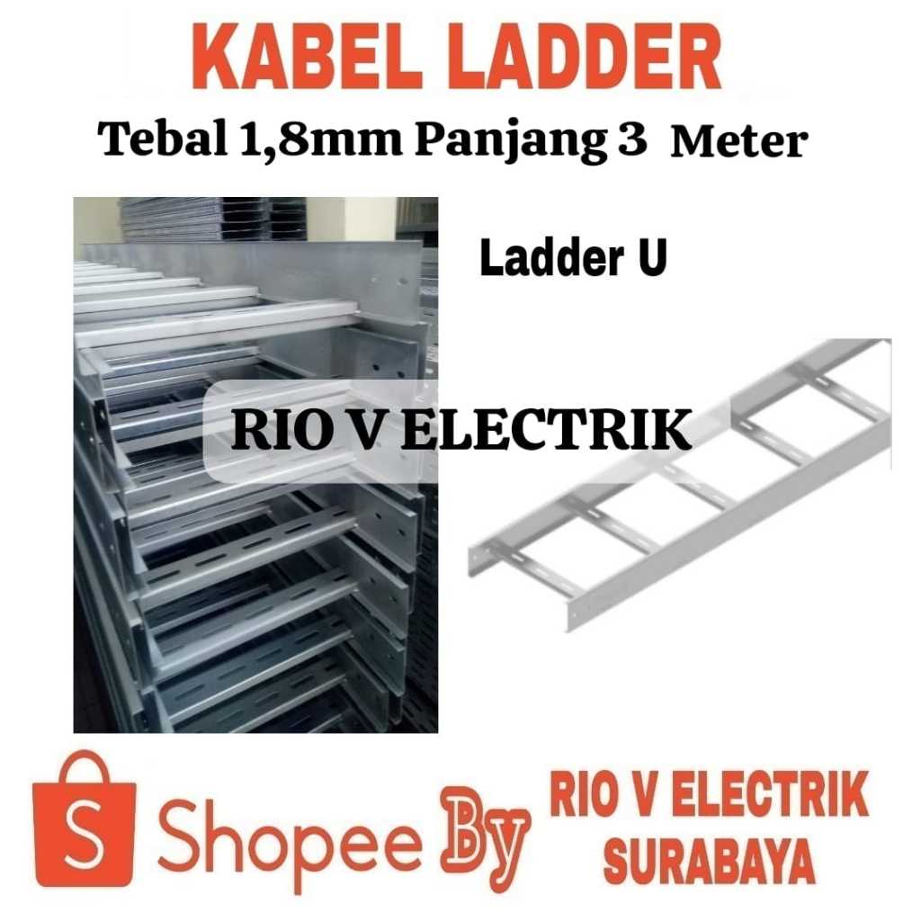 CABLE LADDER U 600X100X3000 1,8mm Galvanis Electro Kabel Tray Ladder 3 Meter Tangga 60x10x300 cm OCP