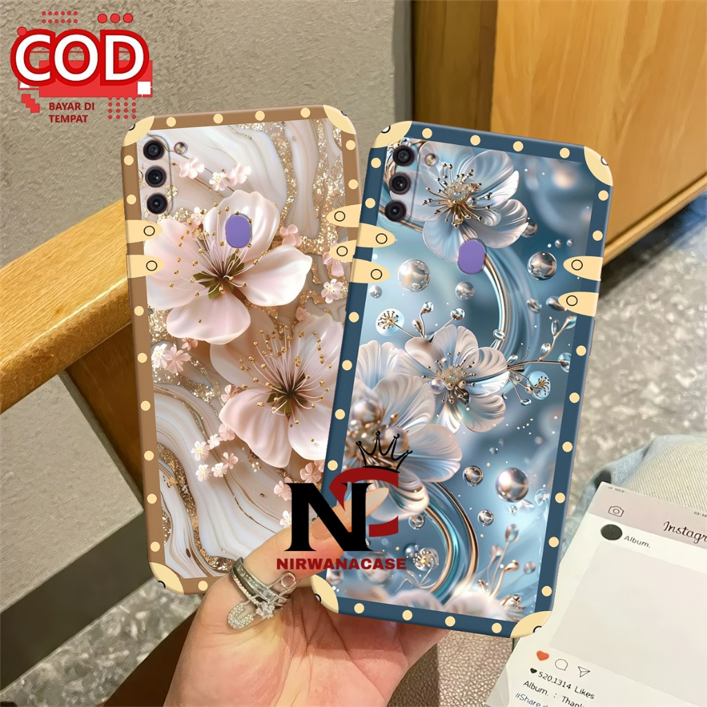 Softcase Hp Samsung A11 - Casing Samsung M11 Motif Bunga Bingkai Pro Camera Lentur Fashion Case Cewe