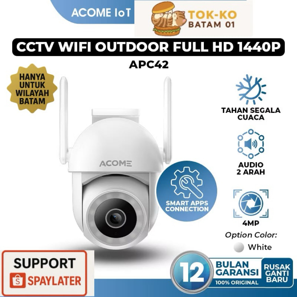 ACOME CCTV WIFI OUTDOOR FULL HD 1440P APC42 GARANSI - BATAM