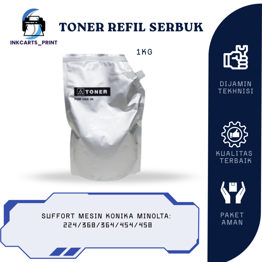 Serbuk toner Refil 1kg Konika Minolta Bizhub 224/364/368/454/458 - Tinta Mesin Fotocopy