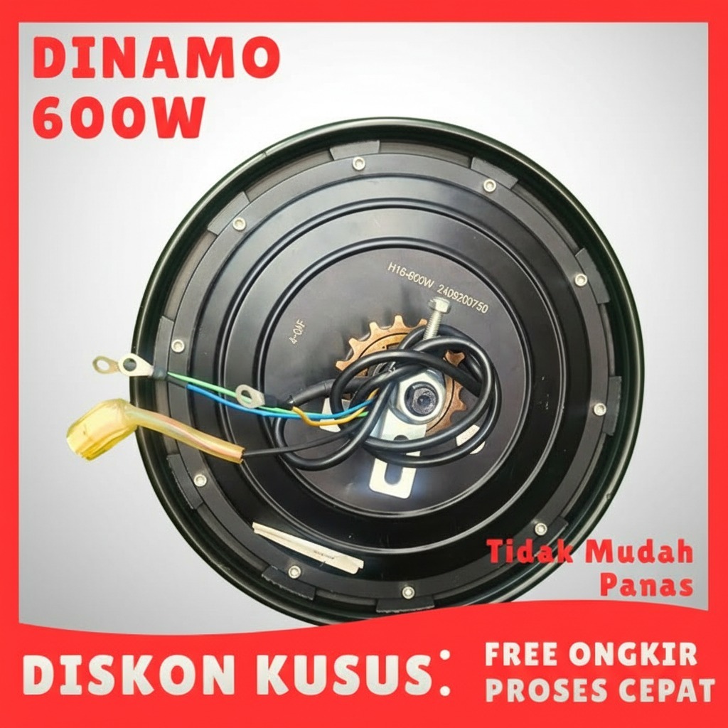 Gratis Dop Dinamo 600 Watt Sepeda Listrik 48V / Motor Listrik 48V 12Ah – Kuat & Tahan Lama