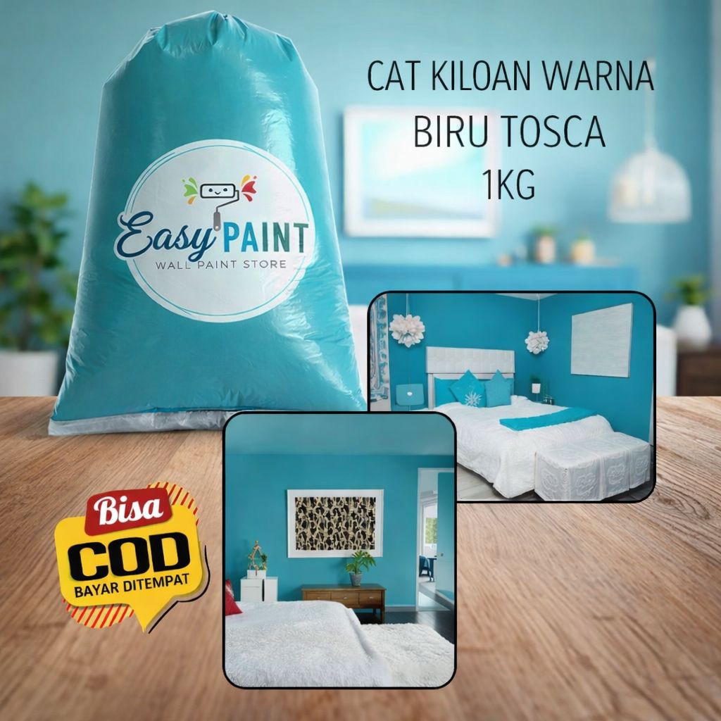 Cat tembok kiloan warna biru tosca Cat tembok kiloan kualitas super 1kg