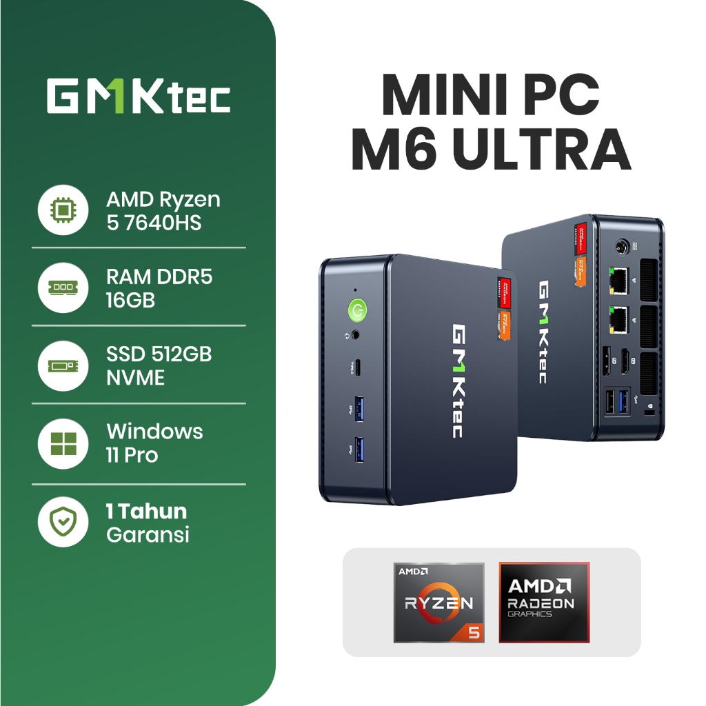 GMKtec M6 ULTRA AMD Ryzen 5 7640HS MINI PC Gaming 32GB RAM DDR5 1TB SSD NVME 4K WIN 11 1YEAR