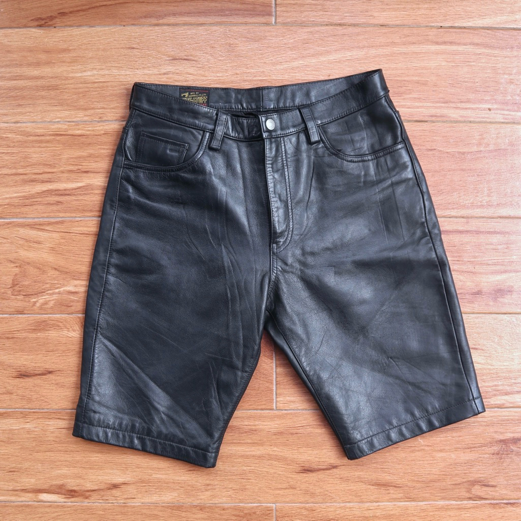 JOHNBULL Celana pendek kulit asli casual tebal premium genuine leather