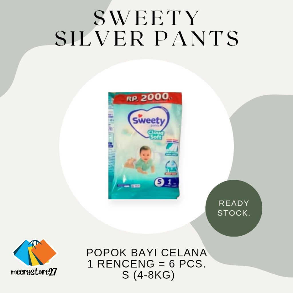 Sweety Silver Pants renceng, Popok Sweety, Popok Bayi Celana. 1 renceng = 6 pcs.