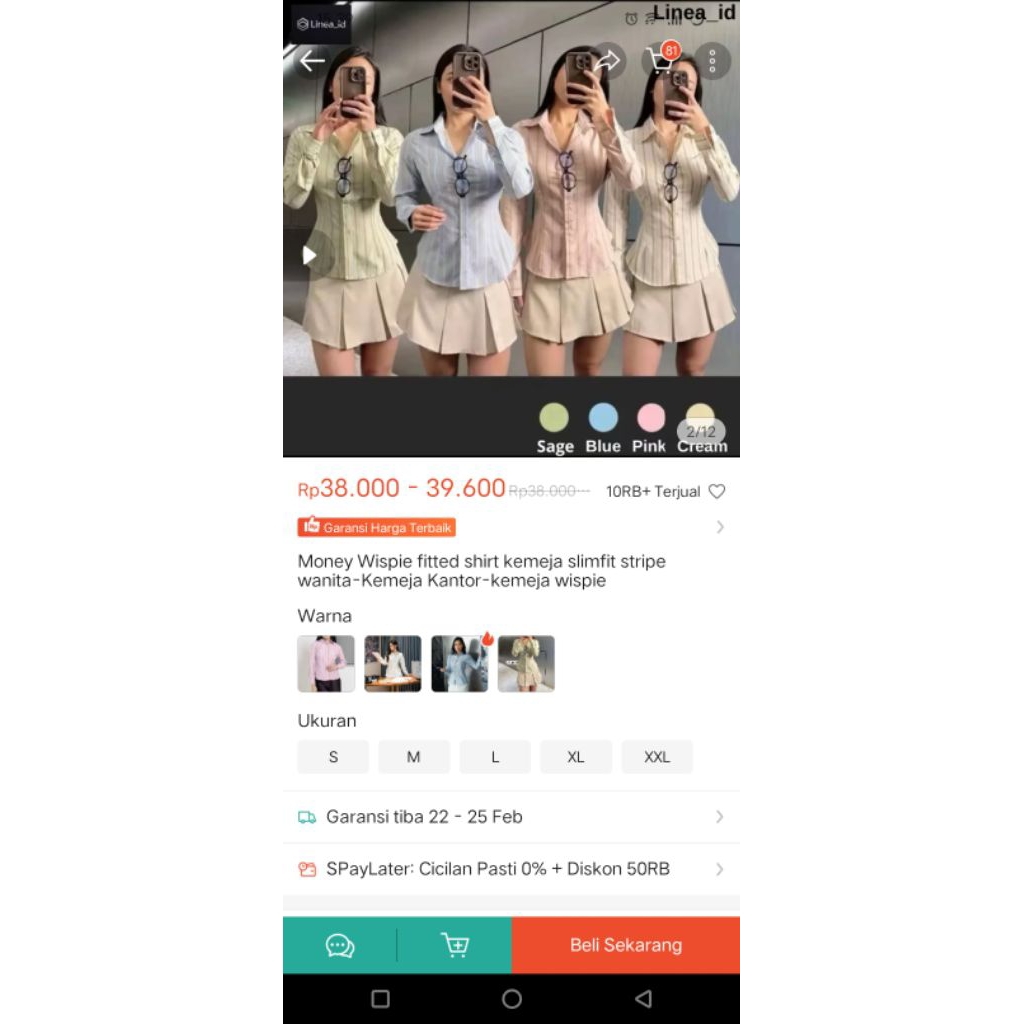 preloved baju salur pink pinggang karet