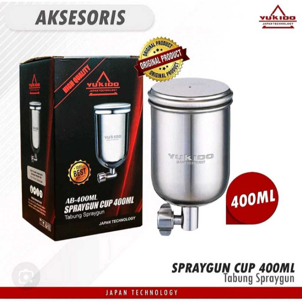 YUKIDO Tabung Spray Gun 400ml Titanium Anti Karat Untuk Spray Gun F75 Universal Garansi 1 Tahun
