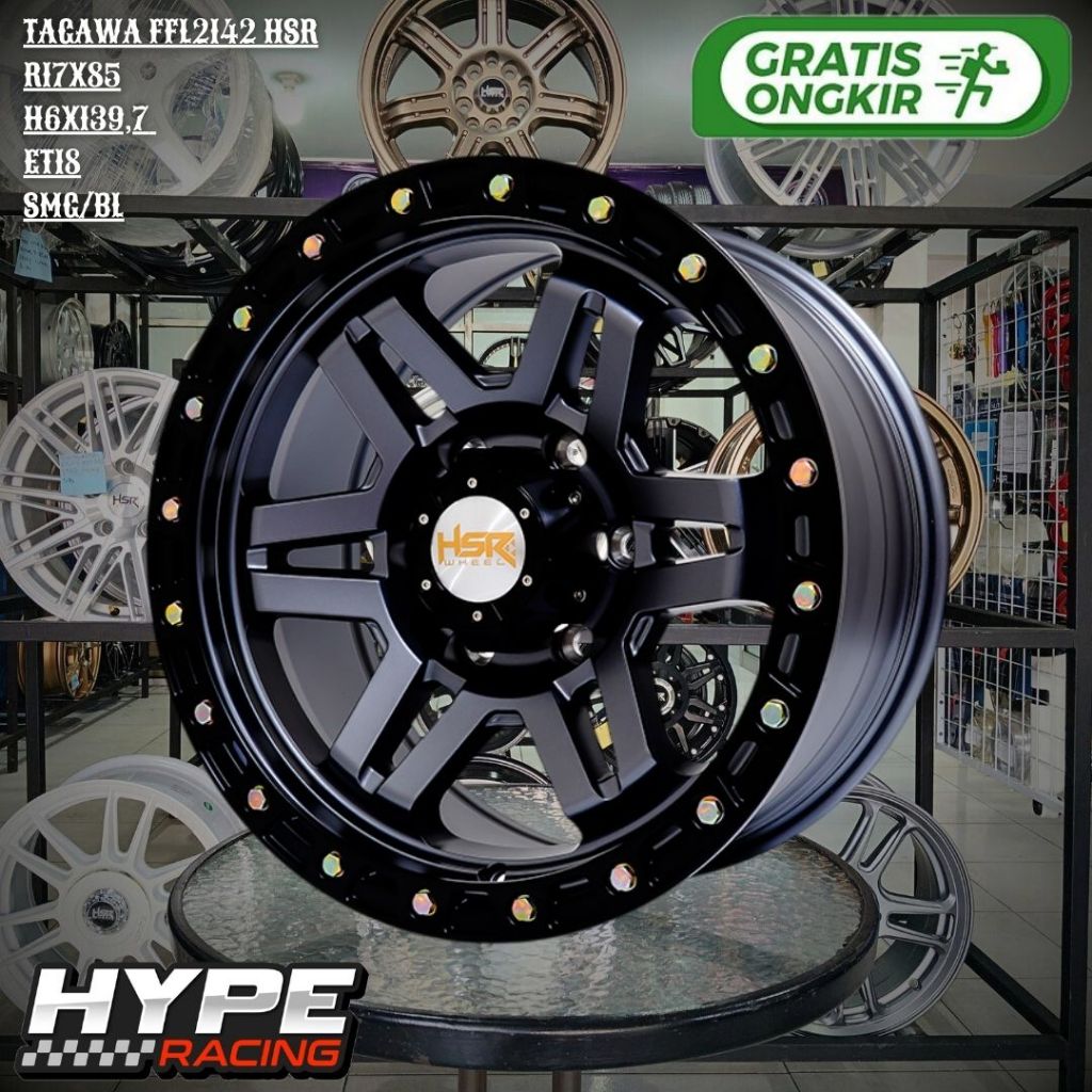 Velg Mobil R17 HSR TAGAWA Ring 17 Lubang baut 6 Cocok untuk BT50 , TRITON , RANGGER , STRADA