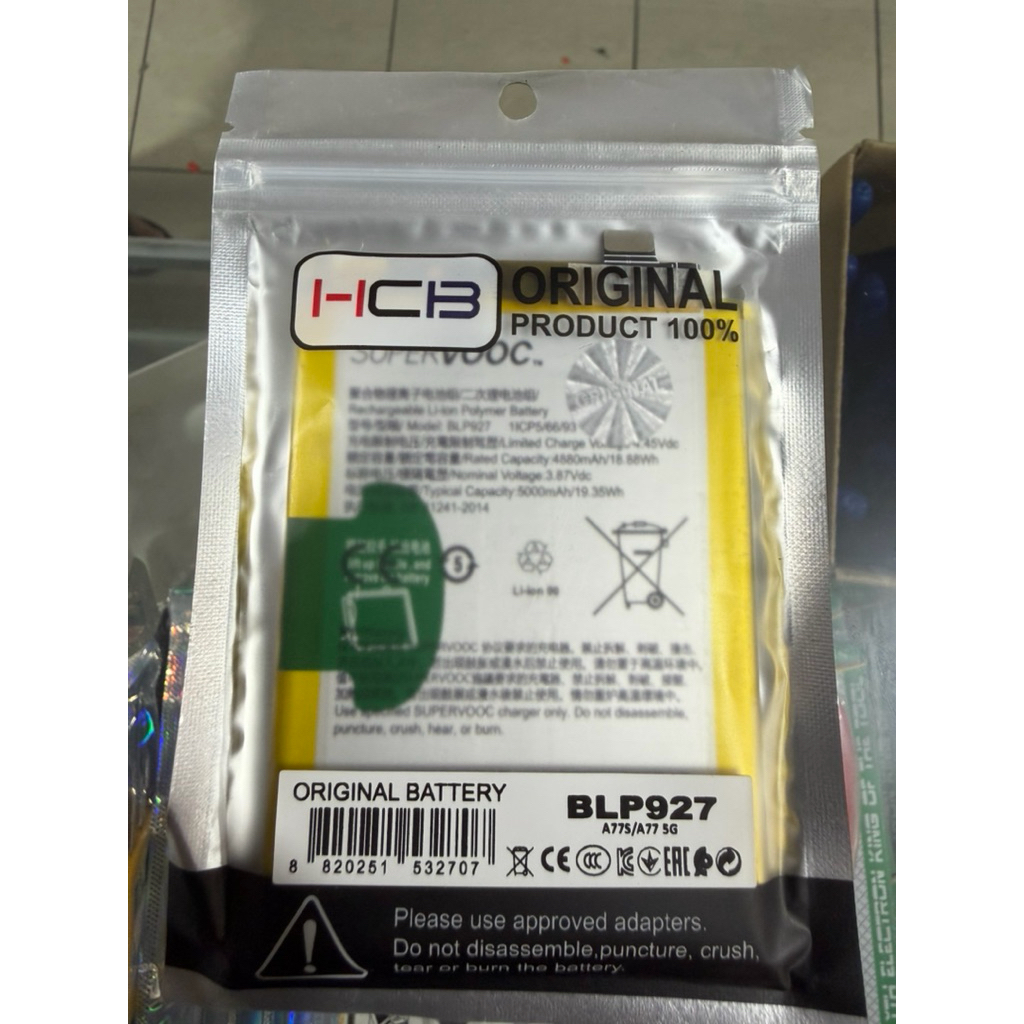 BATERAI HP HCB OPPO A77S 2022 BLP927 ORIGINAL 100%