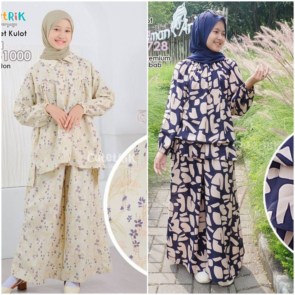TERBARU SET CELANA ANAK REMAJA 8-12 TAHUN by CUTETRIK/ Setelan Celana Anak Perempuan Muslim/ Cutetri