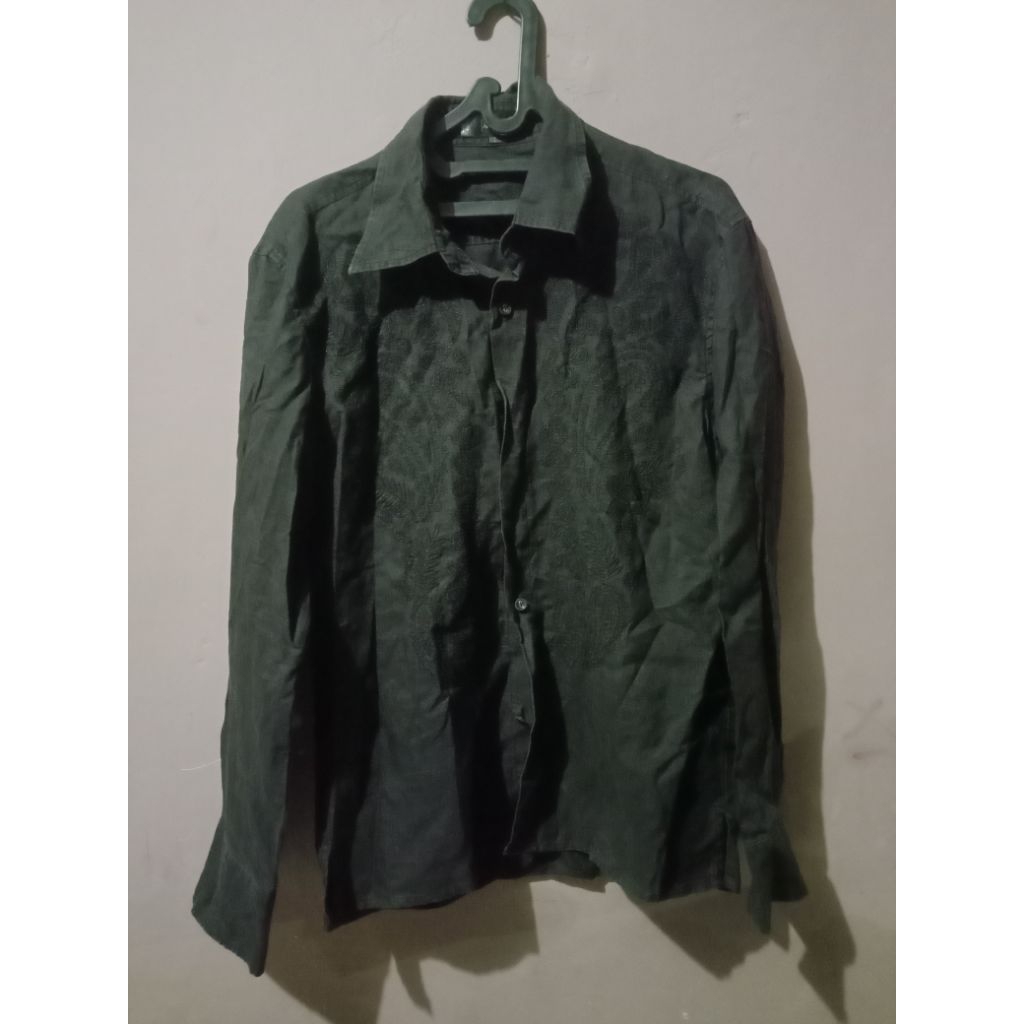 Kemeja hitam pierrox bordir