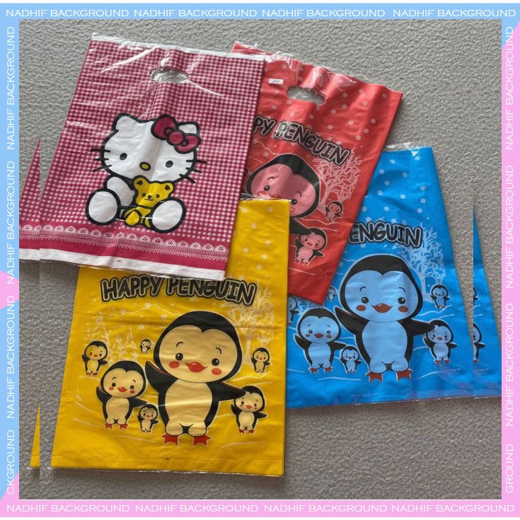 Tas bingkisan ulang tahun karakter plastik parsel happy birthday wadah snack ultah