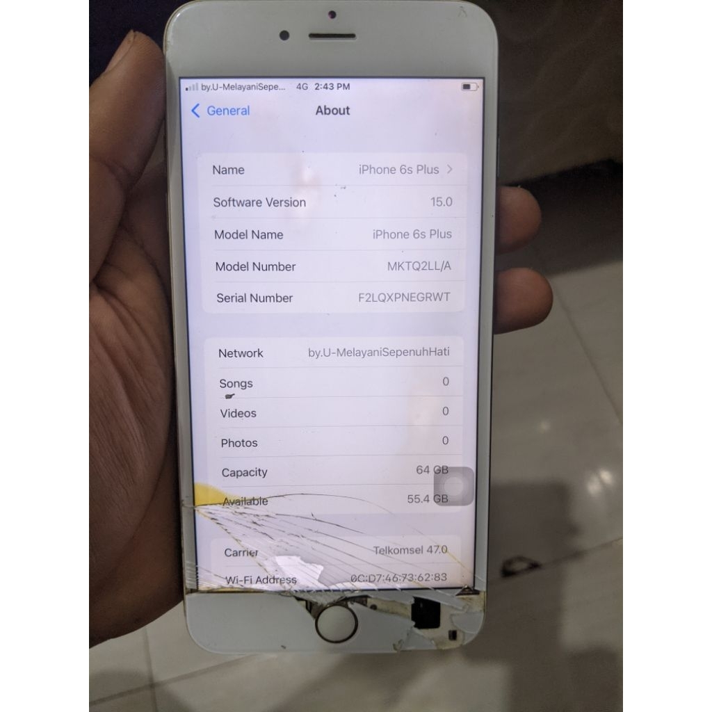 mesin iPhone 6s plus 64gb bypass cell test byu keluar sinyal all fungsi cek ok