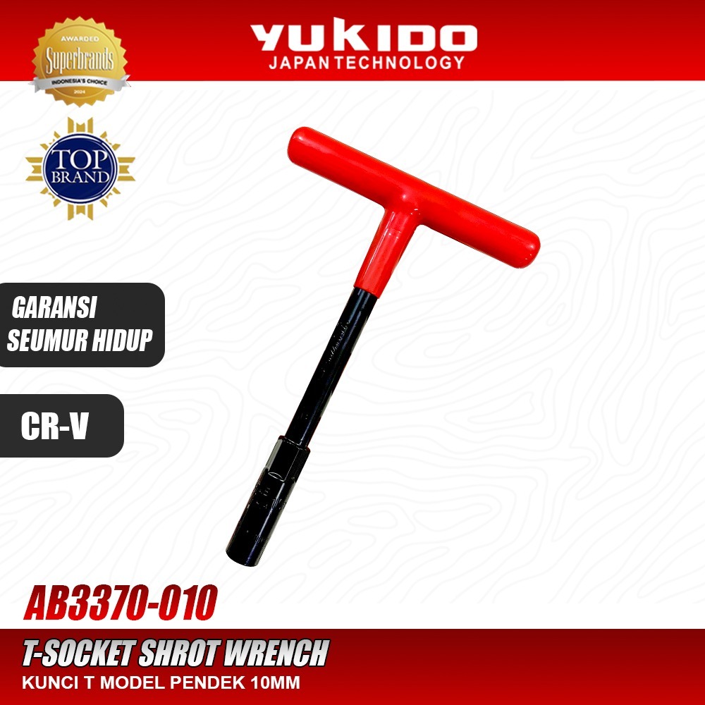 Yukido Kunci T Mini Pendek 10mm CR-V Chrome Vanadium - Kunci Shock Socket T Short Handle Original