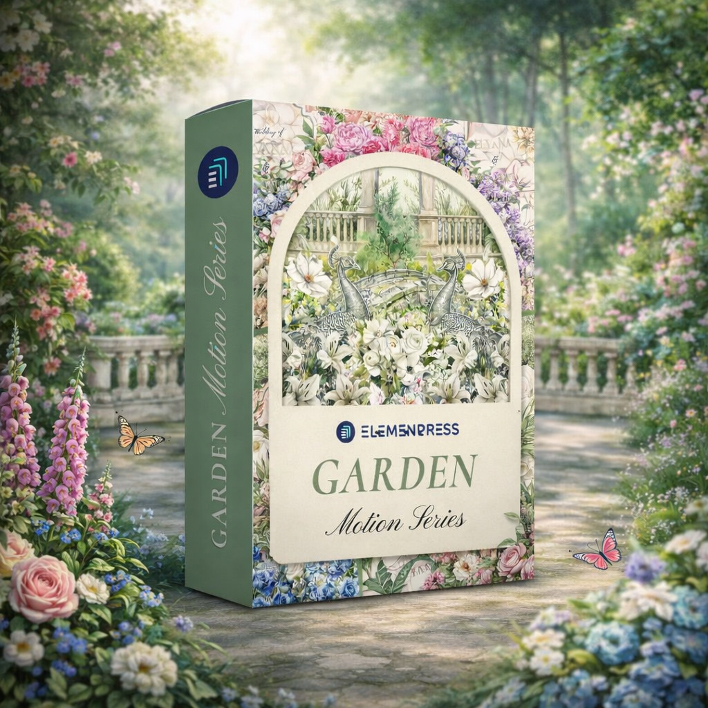 Template JSON Garden Motion Series Elemenpress Undangan Website Animasi Floral Merak Peacock Invitat