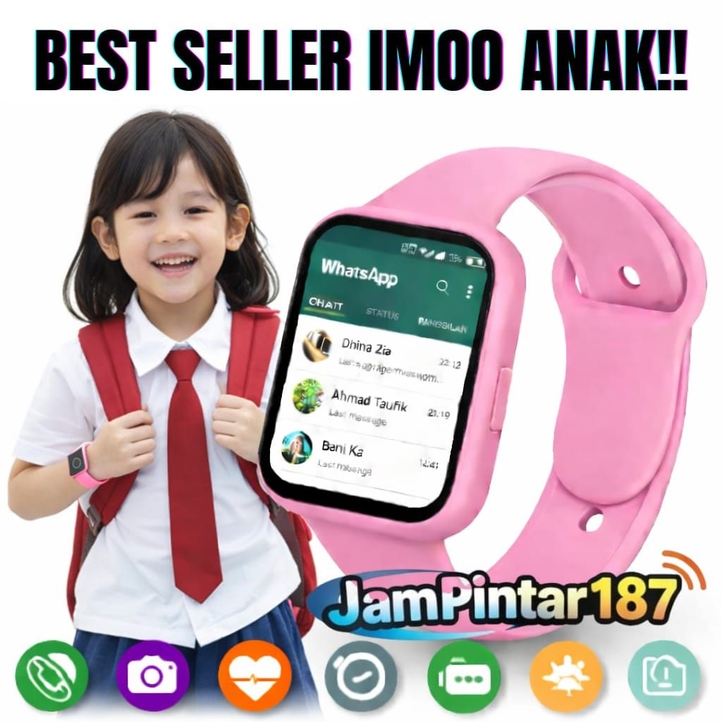 JAM TANGAN HP ANAK IMOO SMARTWATCH KIDS ANDROID KIDS 4G BISA WA Y68 D20 T500  ANTI AIR TELFON PESAN 