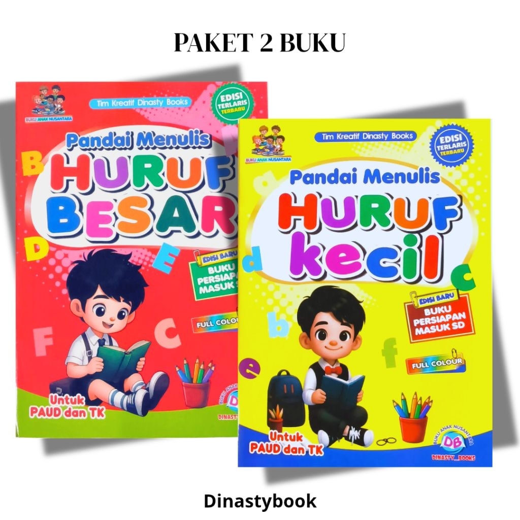 Buku Anak TK PAUD / Belajar Menulis Huruf Besar/Belajar Menulis Huruf Kecil/Paket 2 Buku Belajar Men