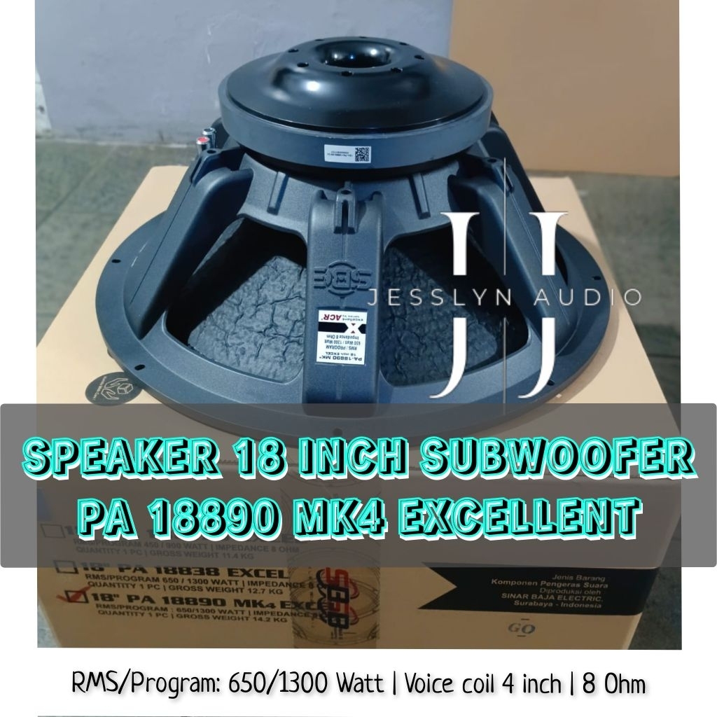 speaker 18 in subwoofer pa 18890 MK 4 excellent voice coil 4 inch 1300 watt