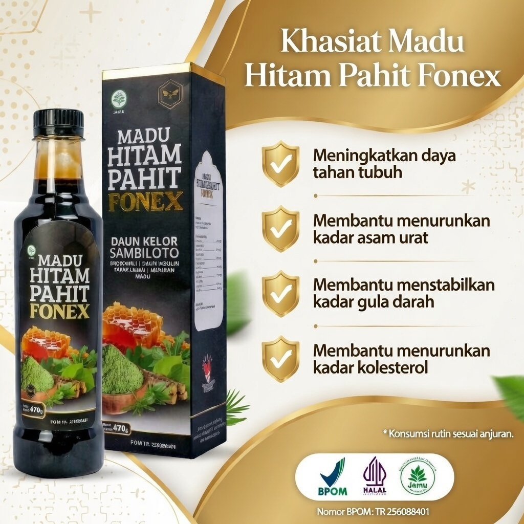 MADU HITAM PAHIT FONEX ORIGINAL BPOM - madu menurunkan kolesterol - BEST SELLER