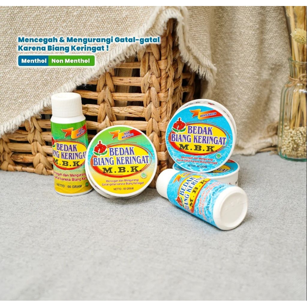 MBK bedak  biang keringat mentol/non mentol 60gr