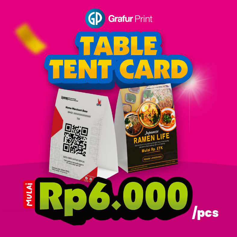 GRAFUR PRINT YOGYAKARTA | CETAK TABLE TENT CARD CUSTOM CARTON