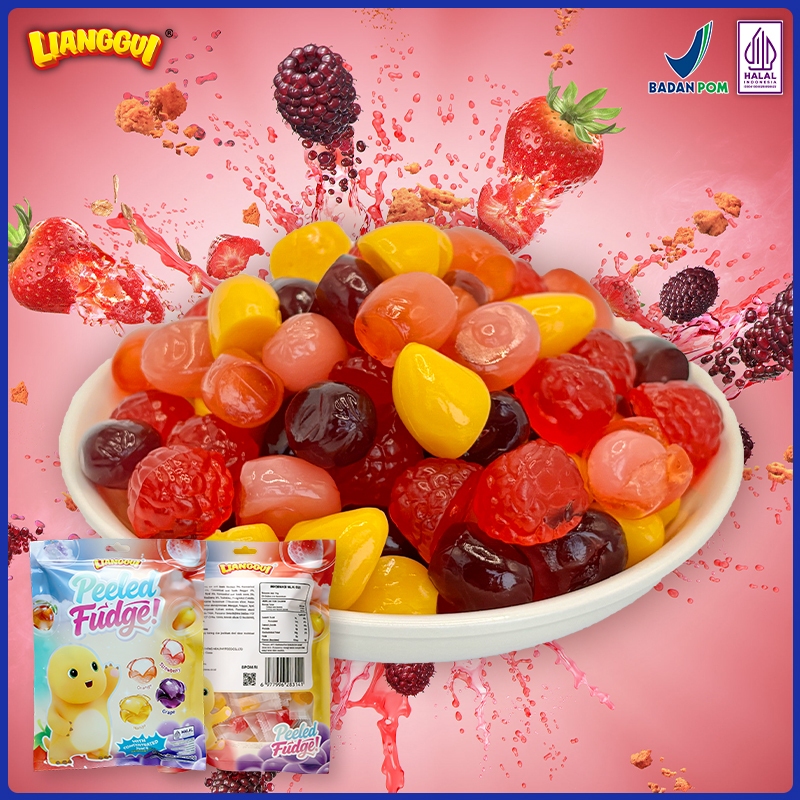 LIANGGUI HALAL Permen Buah Kupas Permen Lunak Viral Aneka Rasa Buah Permen Lunak Enak