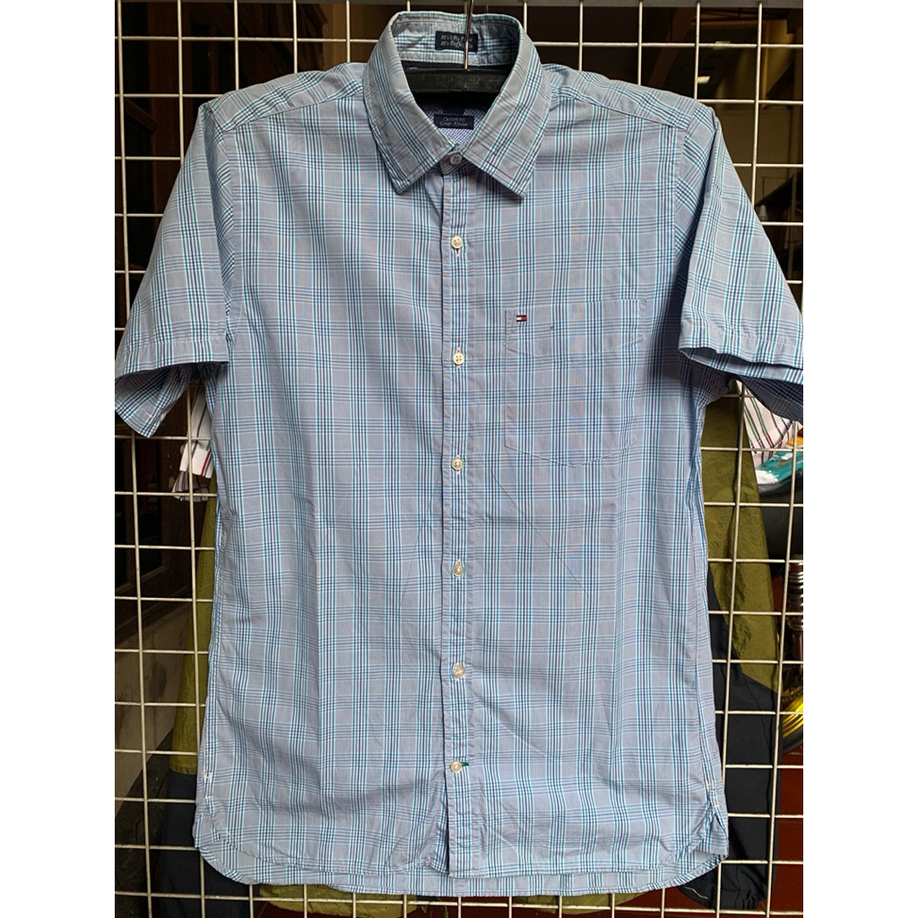 Tommy Hilfiger Original Kemeja Pria Lengan Pendek Custom Fit Size