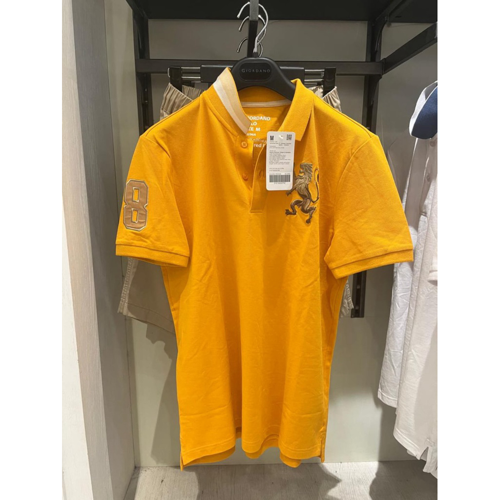 POLO SHIRT GIORDANO 3D LION GOLDEN ORANGE ORIGINAL | KAOS POLO 3D LION GIORDANO ORIGINAL