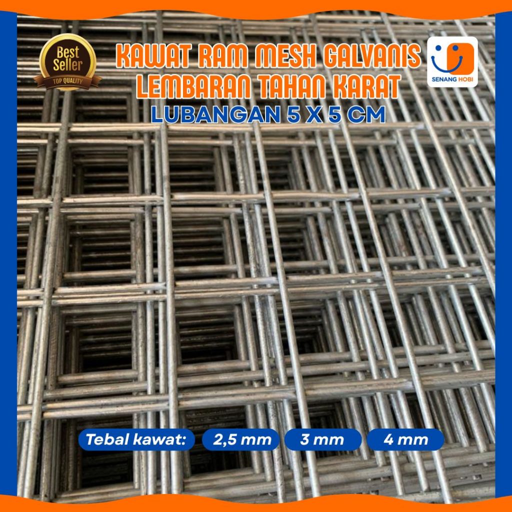 Kawat Ram Mesh Galvanis Lembaran Tahan Karat | Tebal Kawat 2,5mm - 3mm - 4mm | Variasi Ukuran | Best