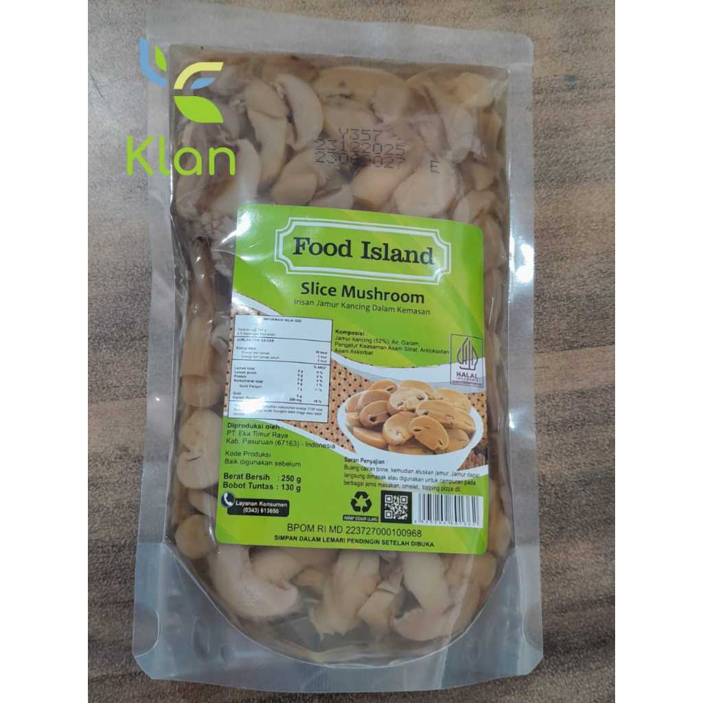 FOOD ISLAND JAMUR SLICE 250GR/ IRISAN JAMUR KANCING