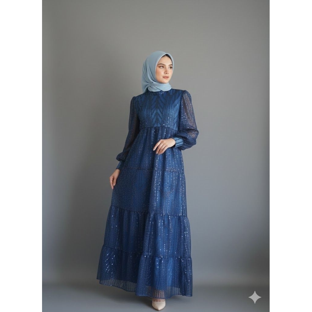 dress brukat navy