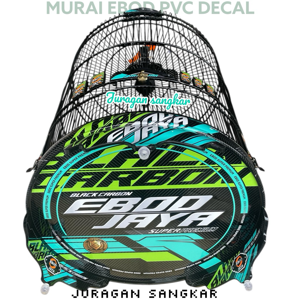 (FREE PACKING KAYU) SANGKAR KANDANG MURAI EBOD PVC DECAL CARBON SERIES