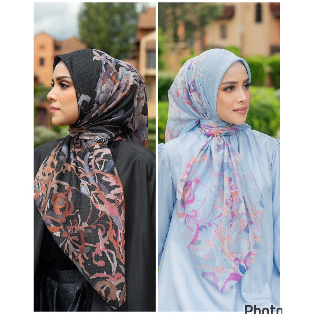 Buttonscarves Bimu Square Voile Midnight Bimu Midnigt Monogram Buttonscarves