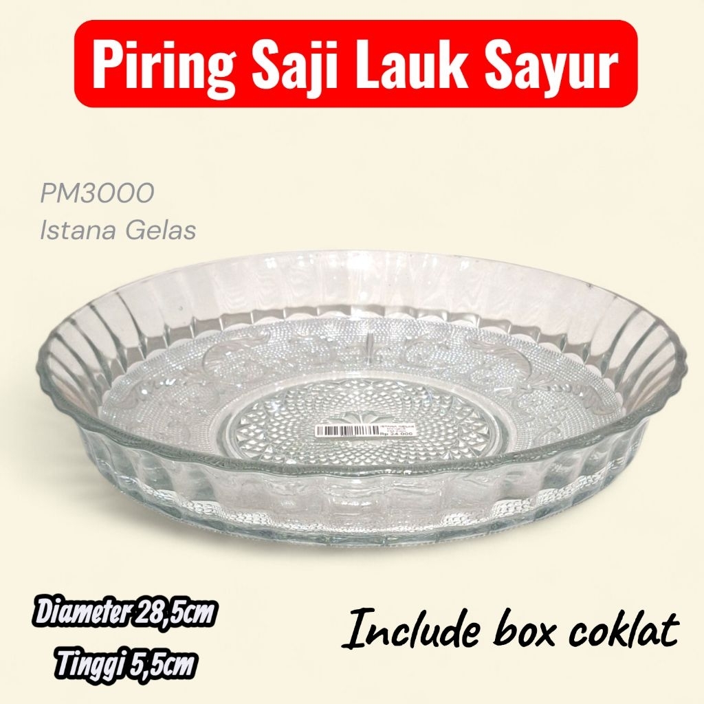 PIRING SAJI LAUK SAYUR BUAH KACA TEBAL