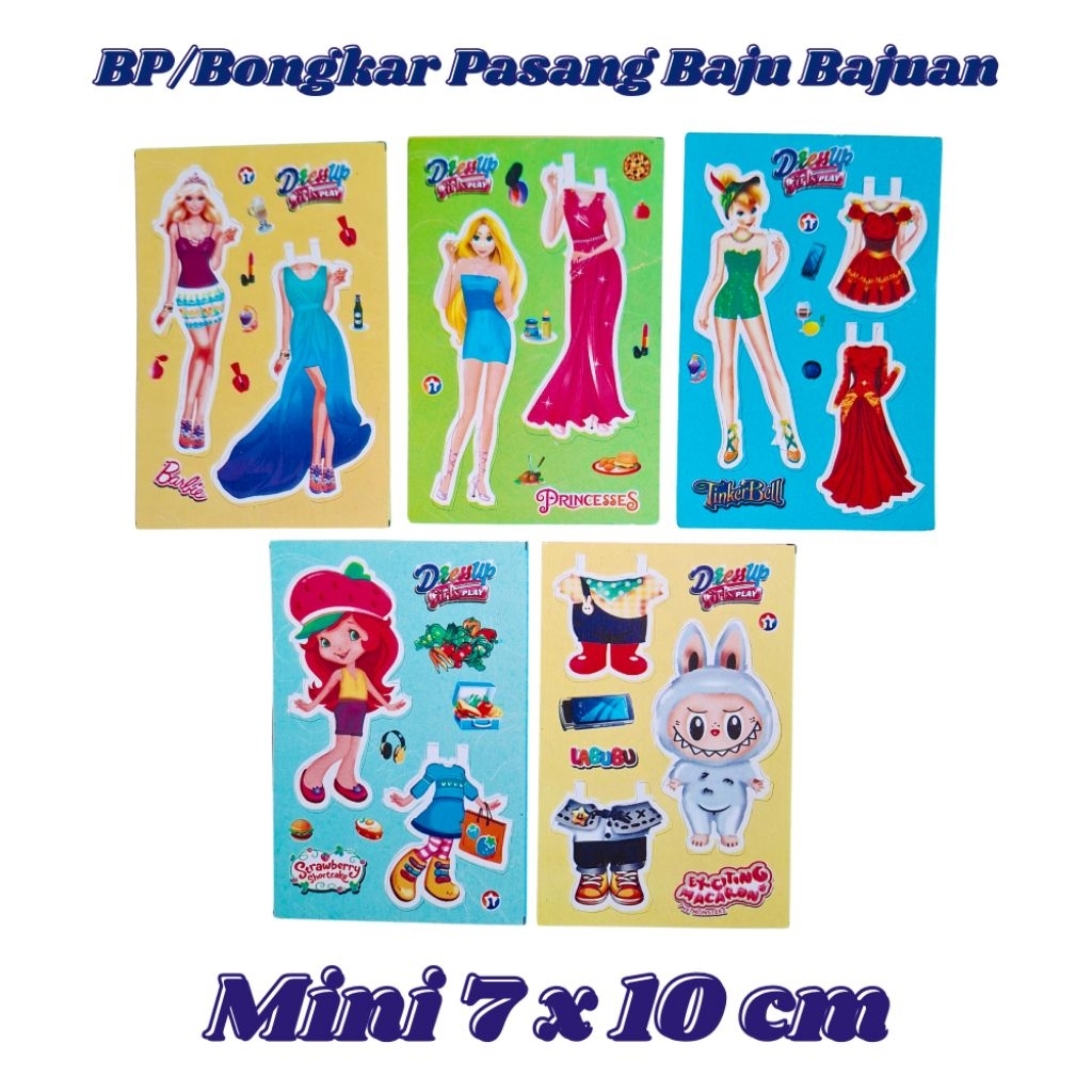 100 Lembar BP Mini Bongkar Pasang Baju Bajuan Kertas Mini Ukuran (10x7 cm) Grosir Mainan Jadul Anak 