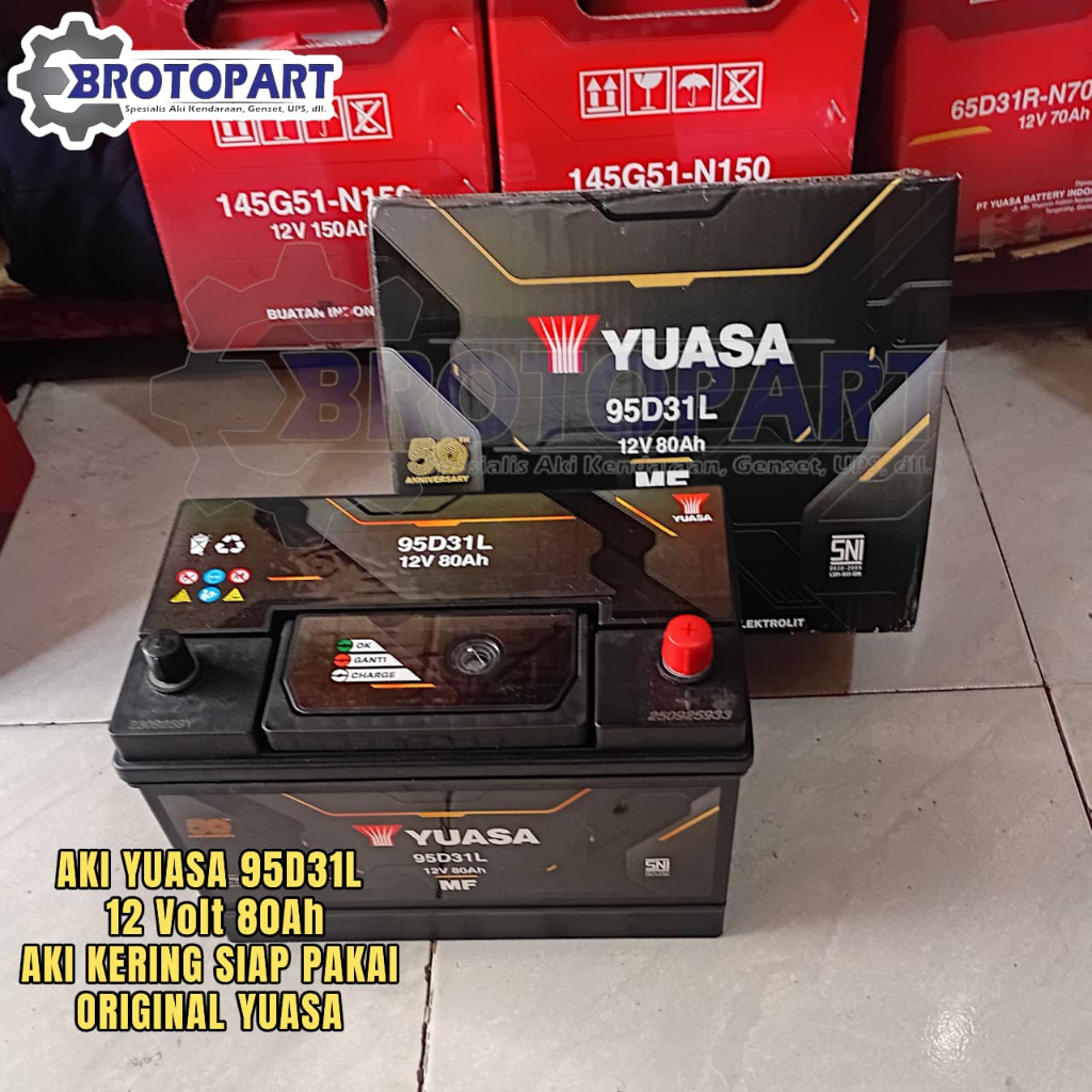 Aki Mitsubishi Pajero Sport Dakar YUASA 95D31L MF Aki Kering 80Ah ORIGINAL