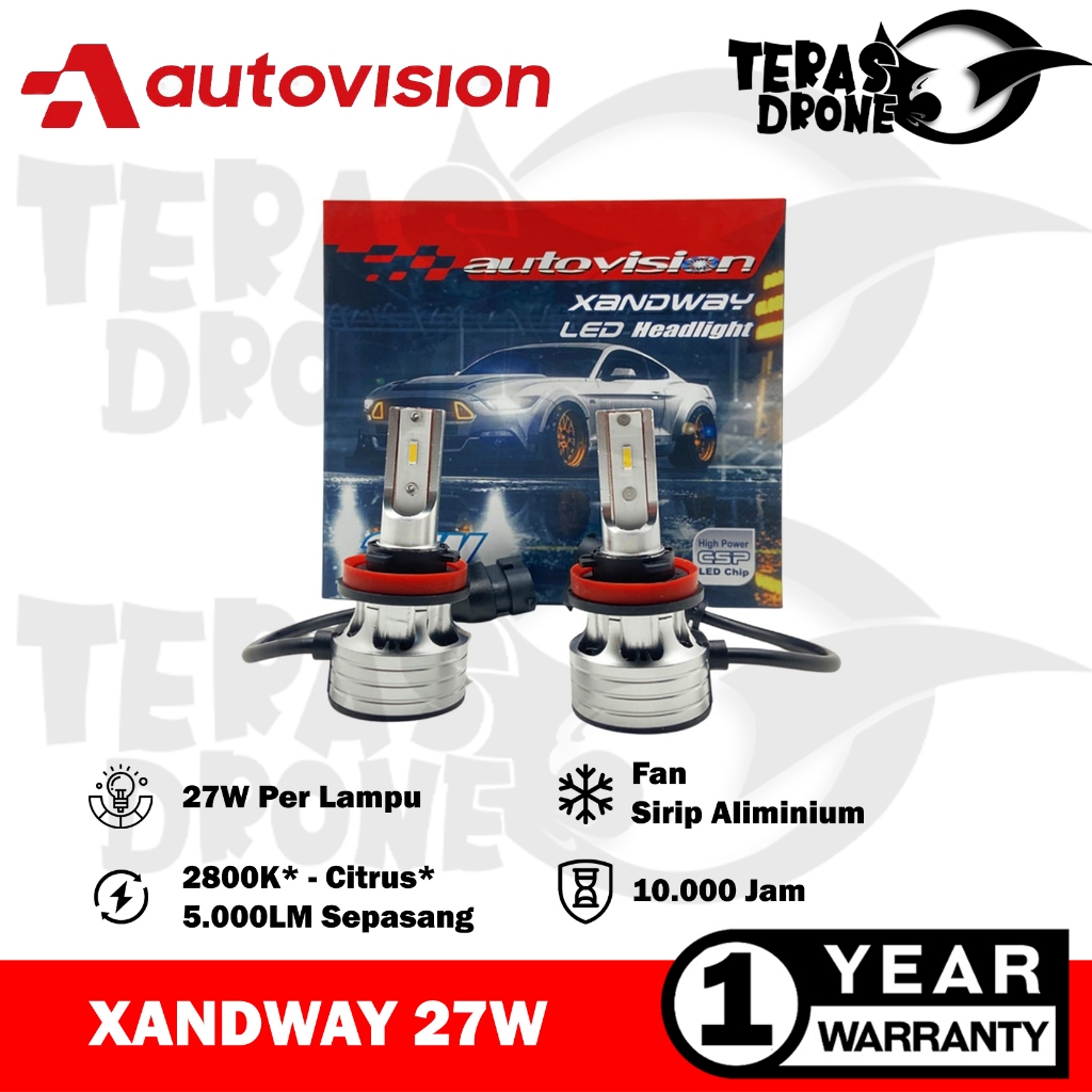 LED Autovision Xandway H3 H8 H9 H11 H16 H27 HB4 - 27 Watt - Kuning - Citrus