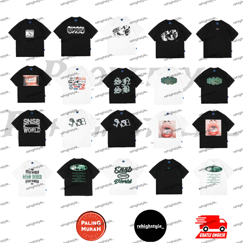 T-SHIRT SNSB SPY BLACK / RUST BLACK / RING WHITE / BLACK / PLAIN BLACK / PATCH WHITE / GRILLS BLACK 