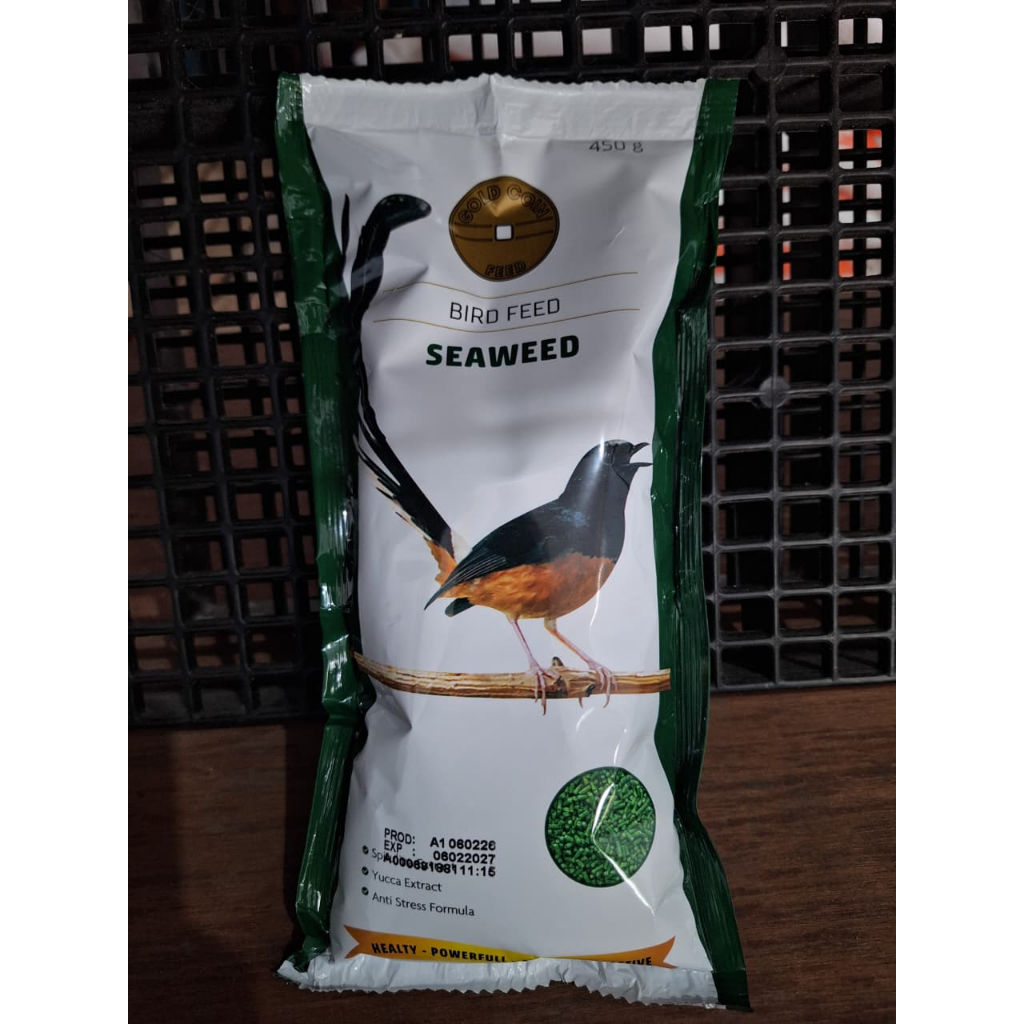 Pakan Burung Seaweed 450gr Gold Coin-PAKAN JALAK BALI-KACER-JALAK-KAPAS TEMBAK-CUCAK IJO-CENDET-ANIS