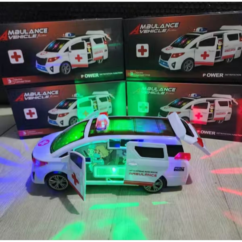 MAINAN MOBIL AMBULANCE BUNYI PINTU BISA DIBUKA