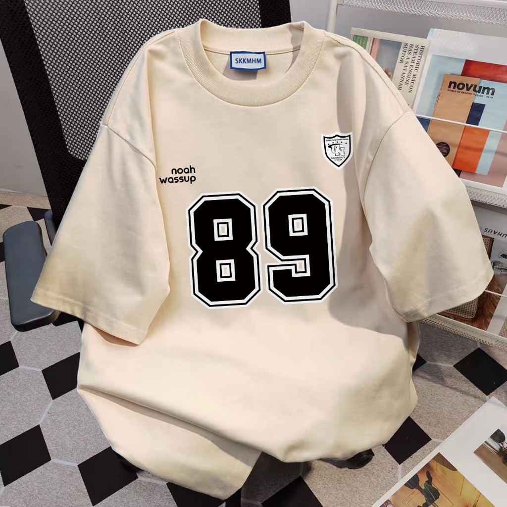 Forte.id Baju Atasan Wanita Terbaru Kaos Korea Style Oversize Wanita Retro Style Angka 89 Print T Sh