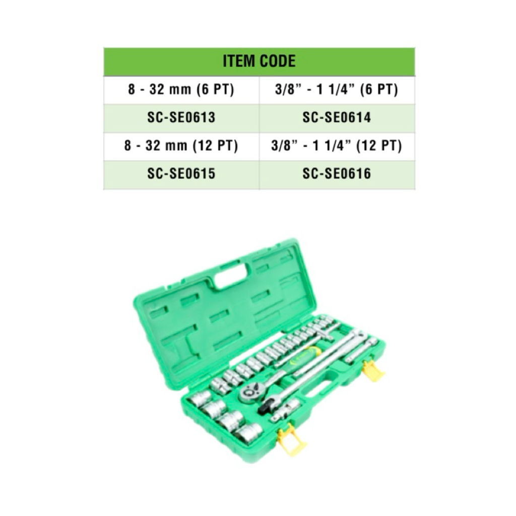 TEKIRO Kunci Sok Set 24 Pcs 8-32 mm 6 PT/12 PT