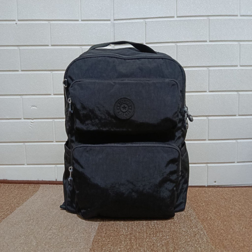 Tas Kipling Kagan B Large Effortless Backpack Pria Wanita Original Obsidian Black Ransel Unisex