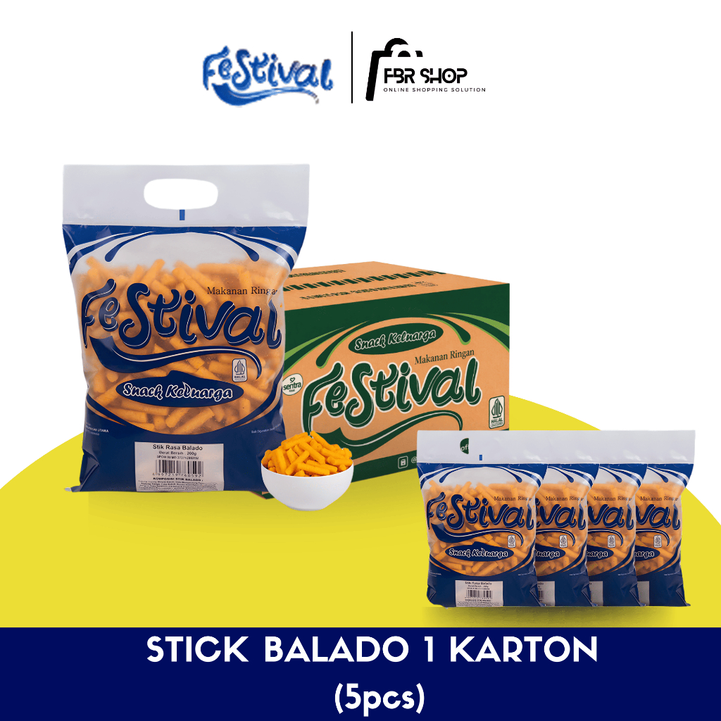 Snack Festival Stik Balado 1 Dus ( 5pcs)  - Cemilan Snack Rasa Balado