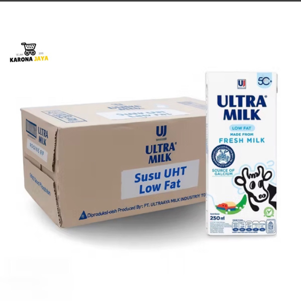 Susu Ultra Low Fat Putih 250ml Fresh Milk [1 Dus/24 Pcs]