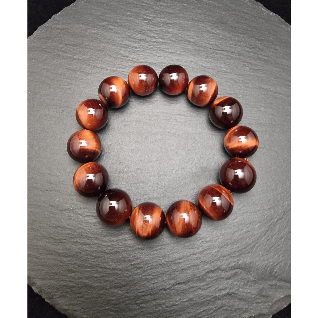 Gelang Batu Red Tiger Eye Petir Full Natural Super 16mm C1873