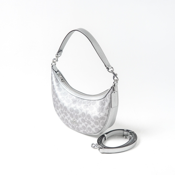 Tas COACH ARIA MONOGRAM METALLIC SILVER HOBO BAG WITH LS 100% ORIGINAL